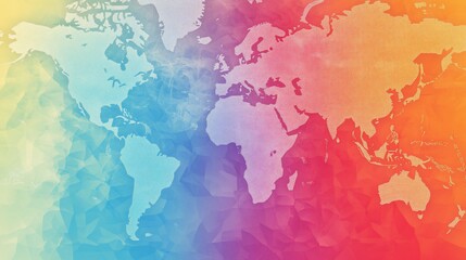 Global Connectivity: Abstract World Map on Polygonal Background