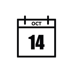 calender icon, 14 october icon with white background