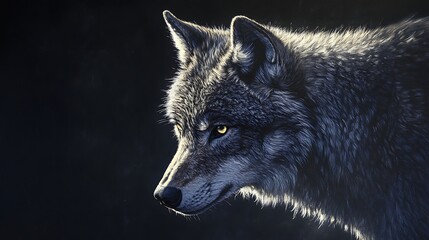 Gray wolf profile portrait