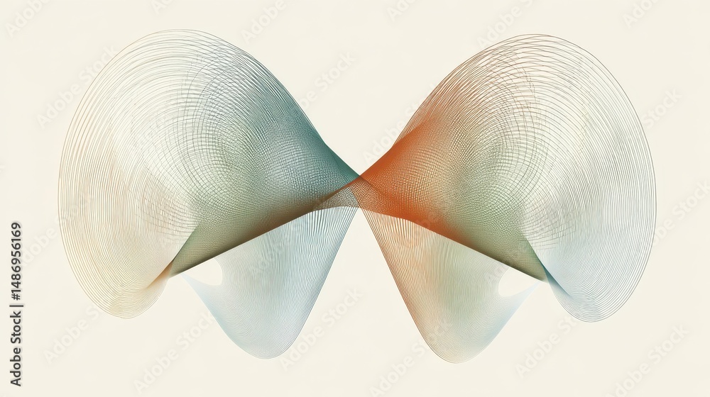 Poster abstract symmetrical design with flowing lines and soft color gradients.
