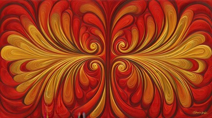Abstract symmetrical design with warm colors.