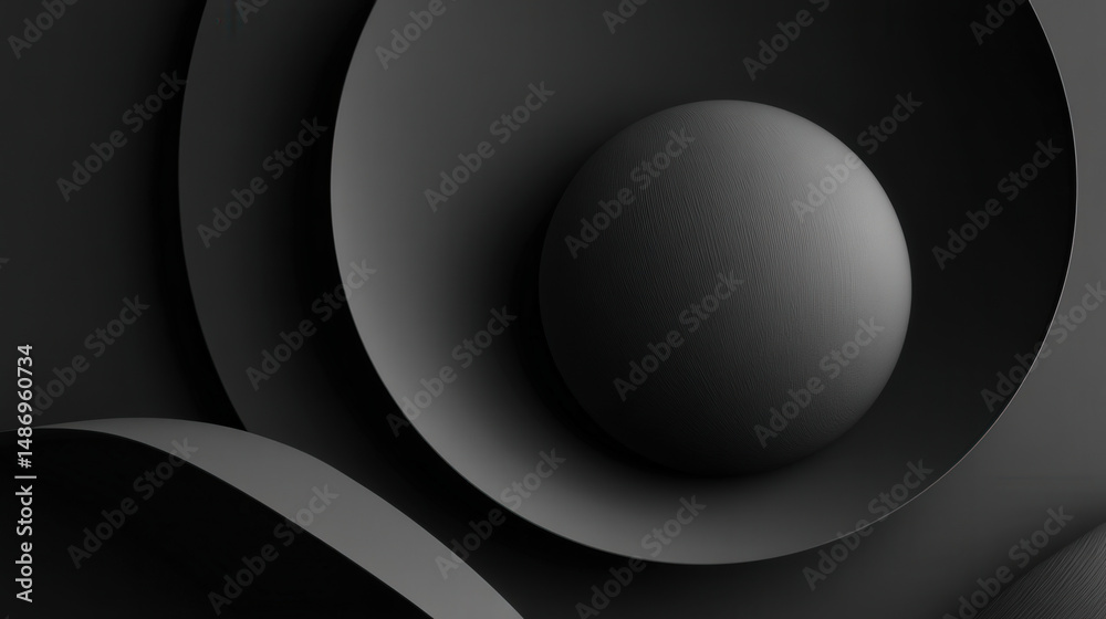Poster soft matte black background with gentle upper fade and abstract shapes for modern design application