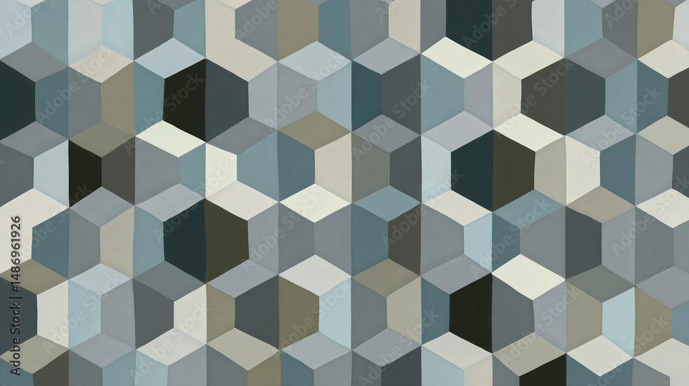 Poster soft grey hexagon pattern with repeating isometric design for background and textile applications