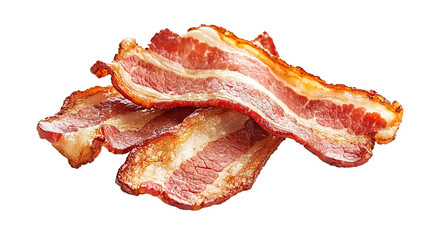 Obraz premium Cooked Bacon Slices Isolated on Transparent PNG Background 