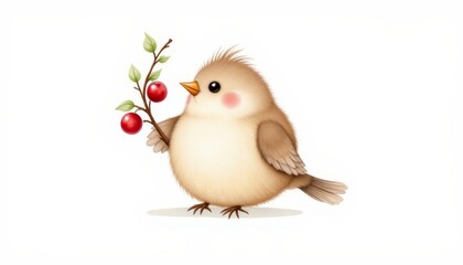 A vibrant bird savors ripe cherry, colorful closeup of nature's delight bird