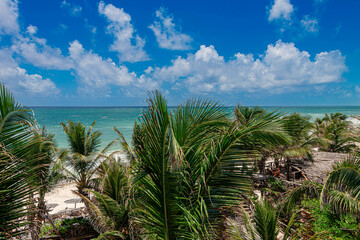 Fototapeta premium Panoramic View of the Caribbean Sea in Boca Paila, Tulum