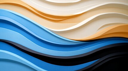 Obraz premium Abstract wavy pattern in shades of blue, beige, and black