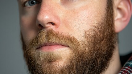 Obraz premium Confident Man With Well Defined Mustache and Groomed Beard in Close-Up Portrait Photography
