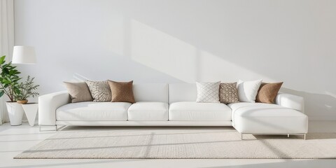 Modern Minimalist Living Room with White Sofa