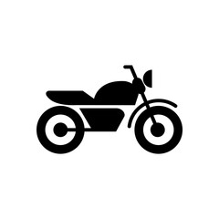 A filled black silhouette of a two-wheeled motorcycle, shown from the side, with a visible handlebar and seat.