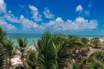 Fototapeta premium Panoramic View of the Caribbean Sea in Boca Paila, Tulum