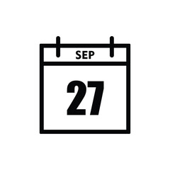 calender icon, 27 september icon with white background