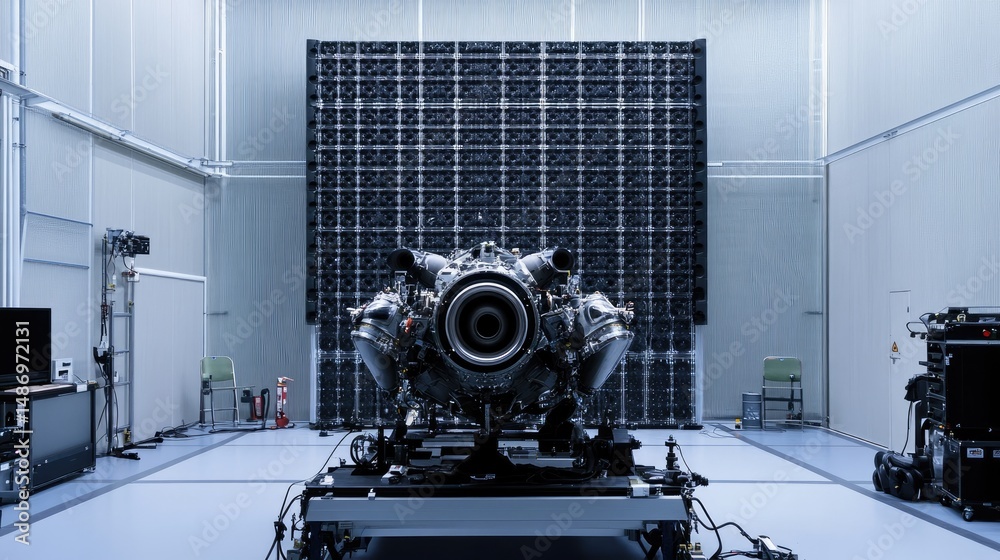 Poster enclosed testing area for vibration and engine performance inside the production unit
