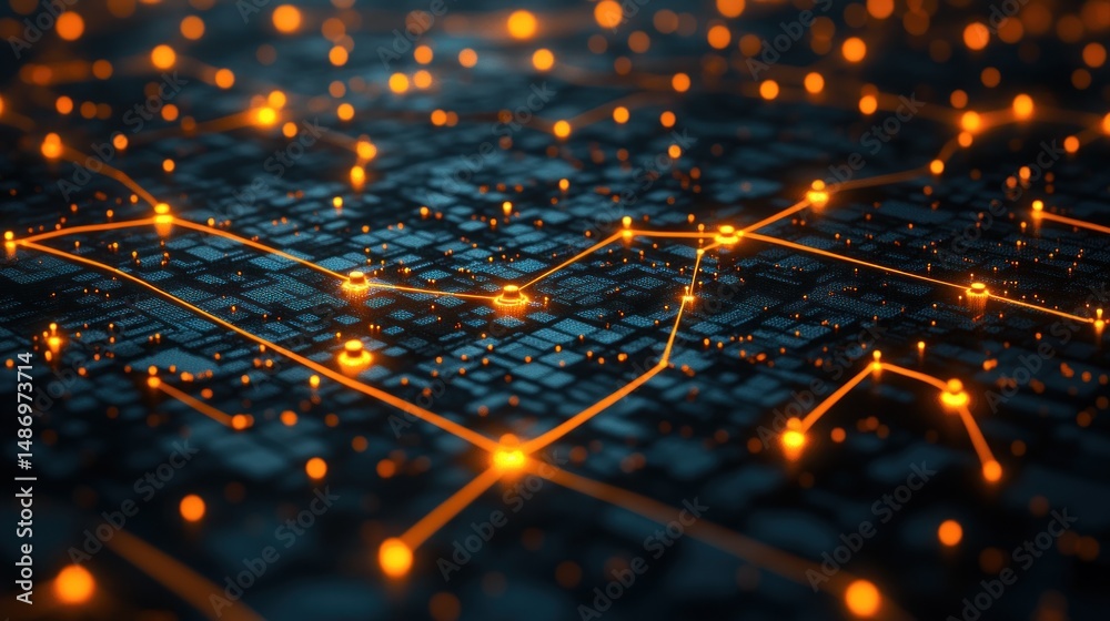 Poster abstract network connections: digital data flow visualization