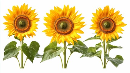 Obraz premium Radiant Trio: Three Sunflowers in Full Bloom
