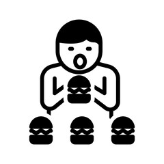 Vector solid black icon for Eating disorder