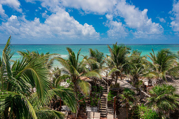 Panoramic Caribbean View from a Rustic Resort in Boca Paila, Tulum
