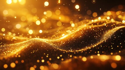 Obraz premium Golden Particles Abstract Waves