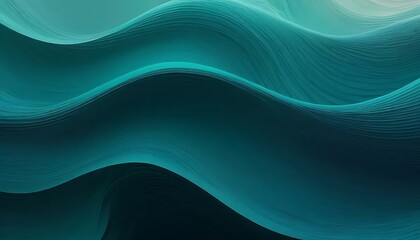 Abstract teal waves cascade gently, displaying smooth, flowing lines and a sense of deep calm.
