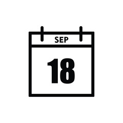 calender icon, 18 september icon with white background