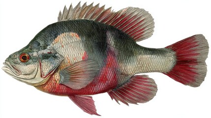 Fototapeta premium Profile view of a colorful freshwater fish.