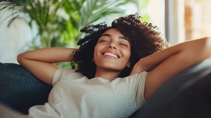 Peaceful Relaxation: A Young Woman Finds Serenity at Home