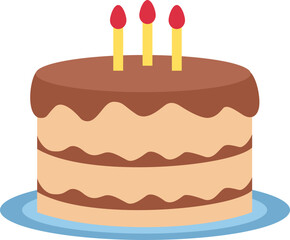 Chocolate flavored birthday cake with cream 