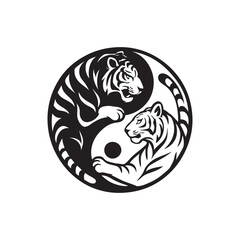 yin yang tiger vector