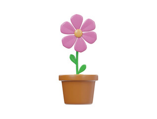 3d flower pot icon render illustration