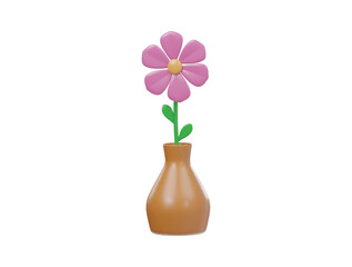 3d flower pot icon render illustration