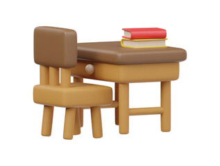 3d study table icon isolated render