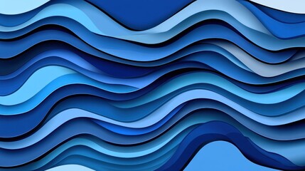 Fototapeta premium Abstract blue wavy layered graphic design