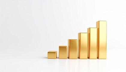 Ascending Gold Bars Chart Illustrating Growth and Success in Business