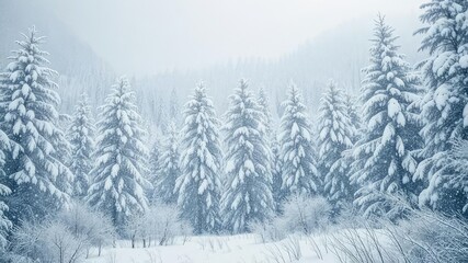 Naklejka premium Winter Wonderland Background: Snowy Trees and Nature Banner