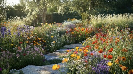 Vibrant Summer Garden Path