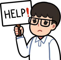 Man Holding a Help Sign
