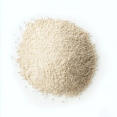A close-up of a mound of fine white yeast powder on a light background.