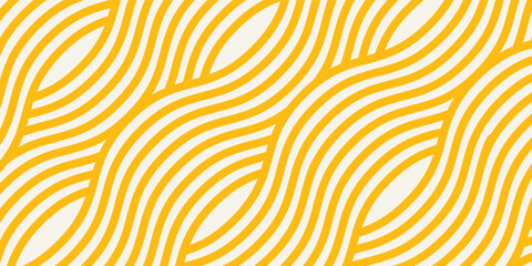 Yellow instant noodle, pasta and spaghetti texture with geometric wavy lines. Ramen, pasta vector pattern. Background abstract food illustration