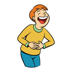 A person laughs uncontrollably, clutching their stomach as waves of joy shake their body, eyes sparkling with amusement and pure, infectious happiness.
