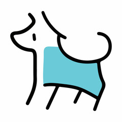 illustrations of various animals with a coloured half theme