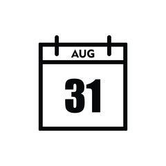 calender icon, 31 august icon with white background