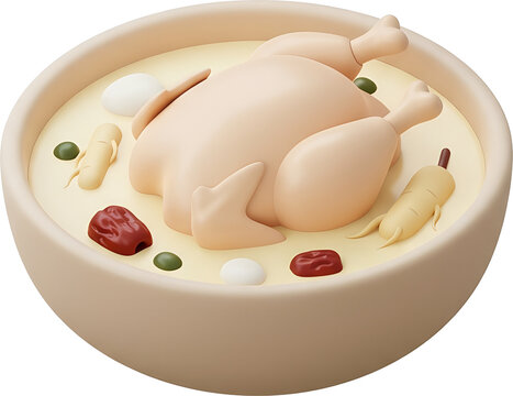 한국 삼계탕 3D 일러스트 : Korean Samgyetang 3D Illustration