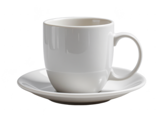 one white coffee mug on a white background, in a crisp style, with clean lines, no shadow, even lighting, high resolution