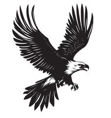 Drawing_of_Silhouette_of_Eagle_Landing_Illustration