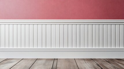 Elegant Room Interior with White Beadboard and Dusty Rose Walls