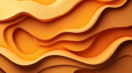 Abstract Orange Wave Layers: 3D Papercut Design