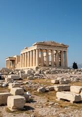 Parthenon: Sunlit Grecian Temple Ruins in Classical Style