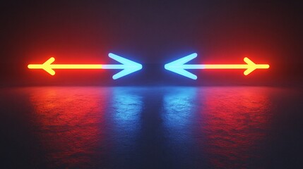 Neon Arrows: Contrasting Directions in a Dark Space