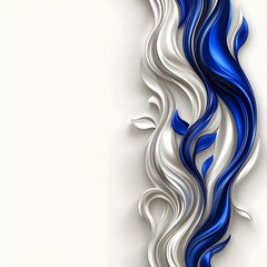 Fototapeta premium Abstract white and blue flowing silk design