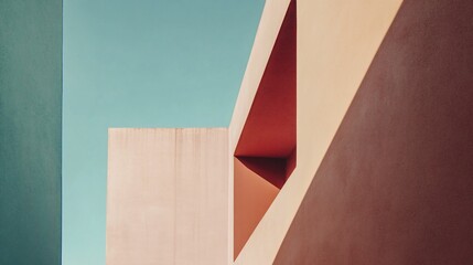 Geometric architecture featuring light and shadow, with pastel color palette